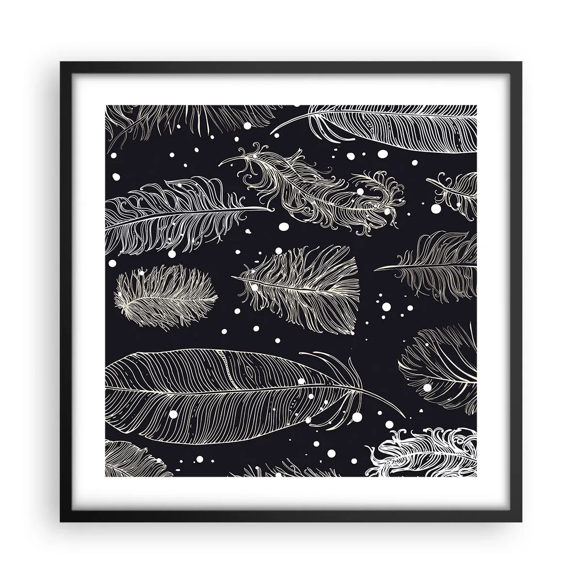 Poster in einem schwarzem Rahmen - Gefiederte Spitze - 50x50 cm