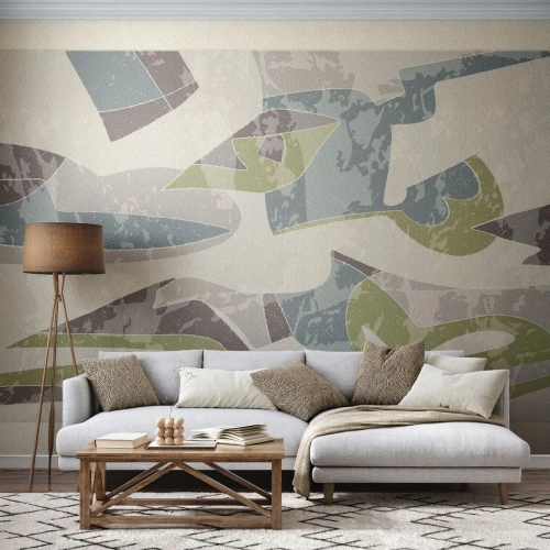 Fototapete Premium Canvas - Komposition hinter dem Glas - Formen, Abstraktion, Pastell - 150x105 cm