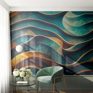 Fototapete Premium Sand - Blaue Mäander - Wellen, Abstraktion, Dreidimensional - 150x105 cm