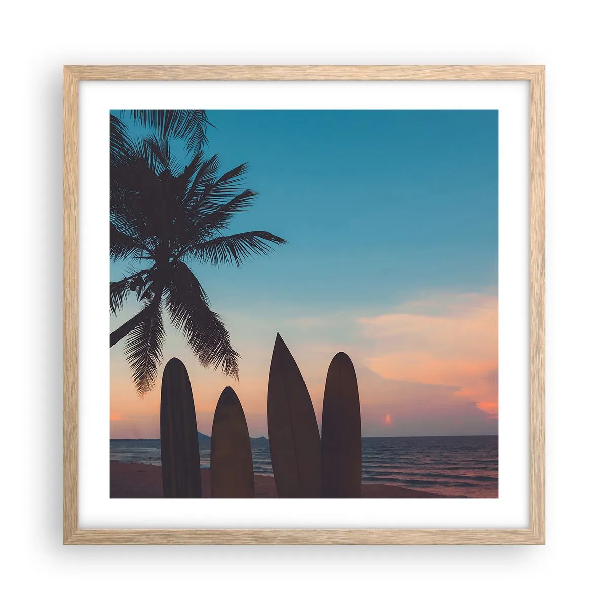 Poster in einem Rahmen aus heller Eiche - Morgen wird es auch lustig - 50x50 cm