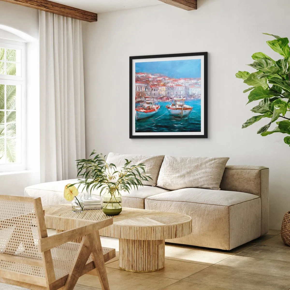 Poster in einem schwarzem Rahmen - Italienische Bucht - 50x50 cm