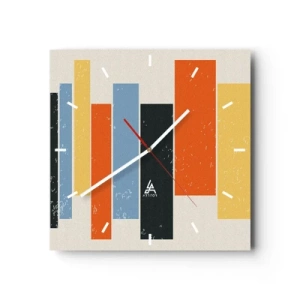 Wanduhr - Glasuhr - Bunte Rechtecke in moderner Anordnung - 30x30cm - Musiknotation - Moderne Wanddekoration für Wohnzimmer und Schlafzimmer ARTTOR