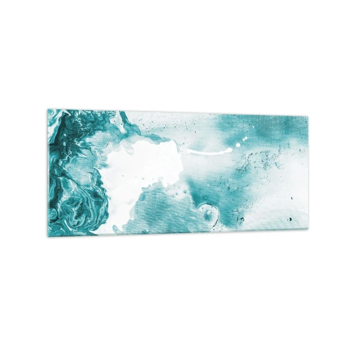 Glasbild - Bild auf glas - Abstraktion in Blautönen mit zarten Akzenten in Weiß - 120x50cm - Morast von Blau - Moderne Wanddekoration für Wohnzimmer und Schlafzimmer ARTTOR