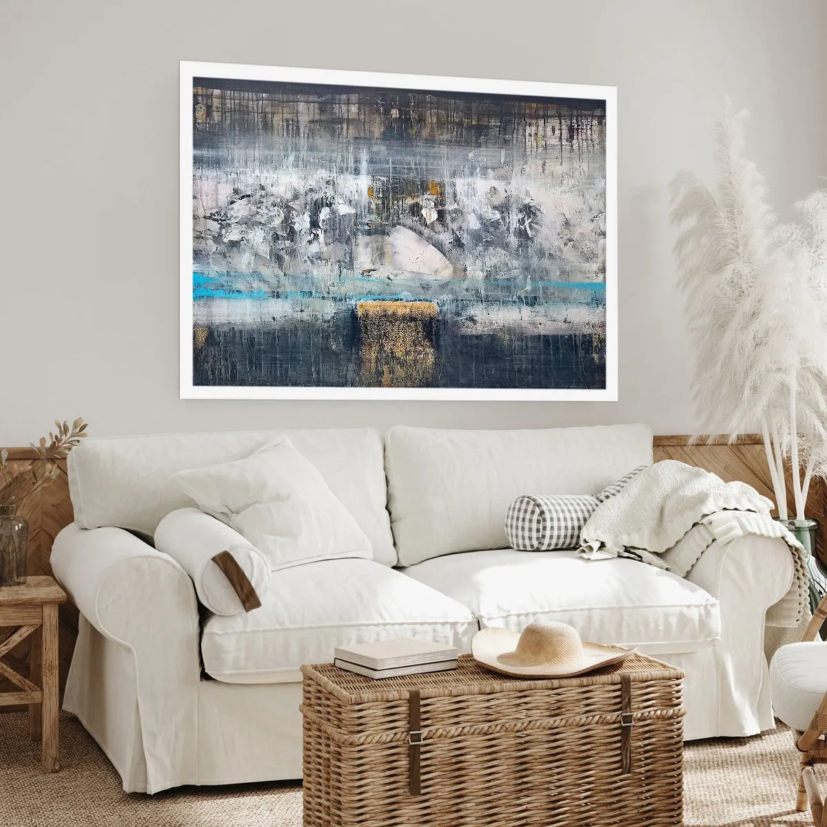 Poster - Abstrakte Komposition in kühlen Tönen - 100x70cm - Wie auf Eis, wie nach Dezember - Moderne Wanddekoration für Wohnzimmer und Schlafzimmer ARTTOR