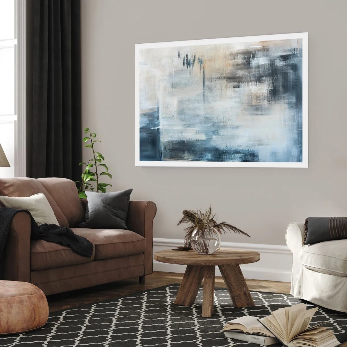 Poster - Hinter dem blauen Vorhang - 70x50 cm