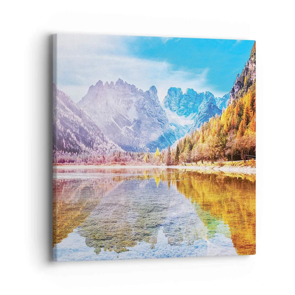 Bild auf Leinwand - Leinwandbild - Und in den Bergen ist es schon Herbst - 40x40 cm