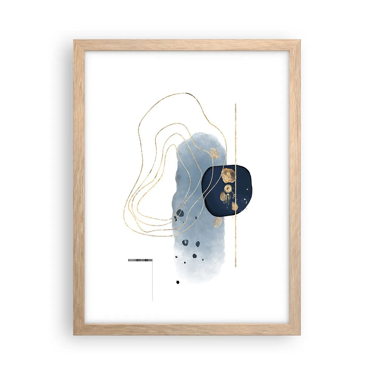 Poster in einem Rahmen aus heller Eiche - Blau-goldene Fantasie - 30x40 cm