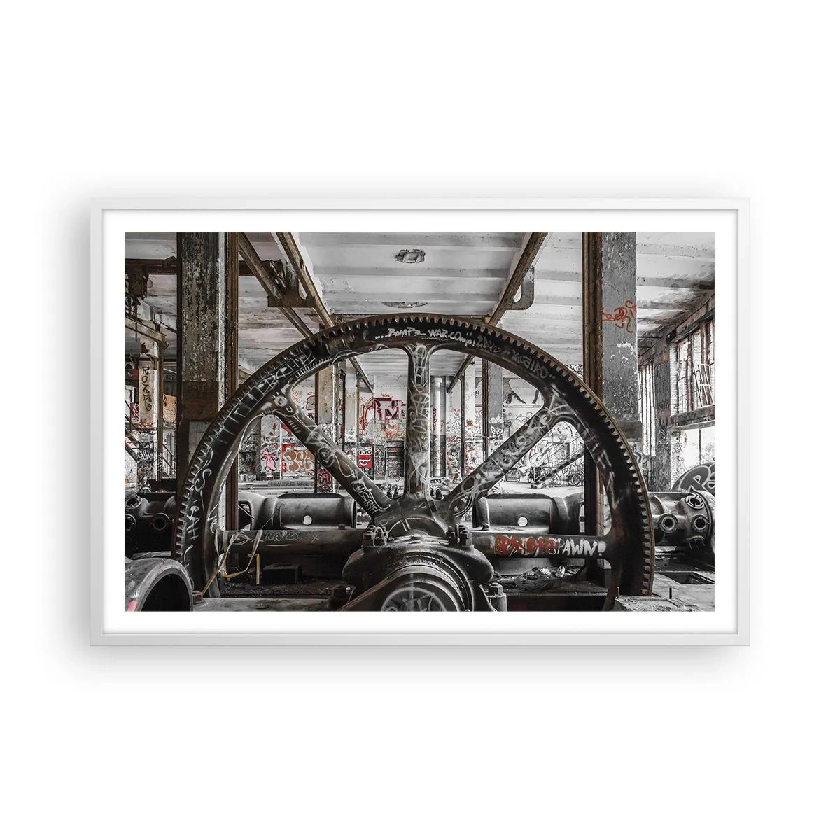 Poster in einem weißen Rahmen - Das geheime Leben der Fabrik - 91x61 cm