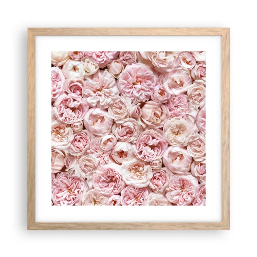Poster in einem Rahmen aus heller Eiche - Auf Rosen gebettet - 40x40 cm