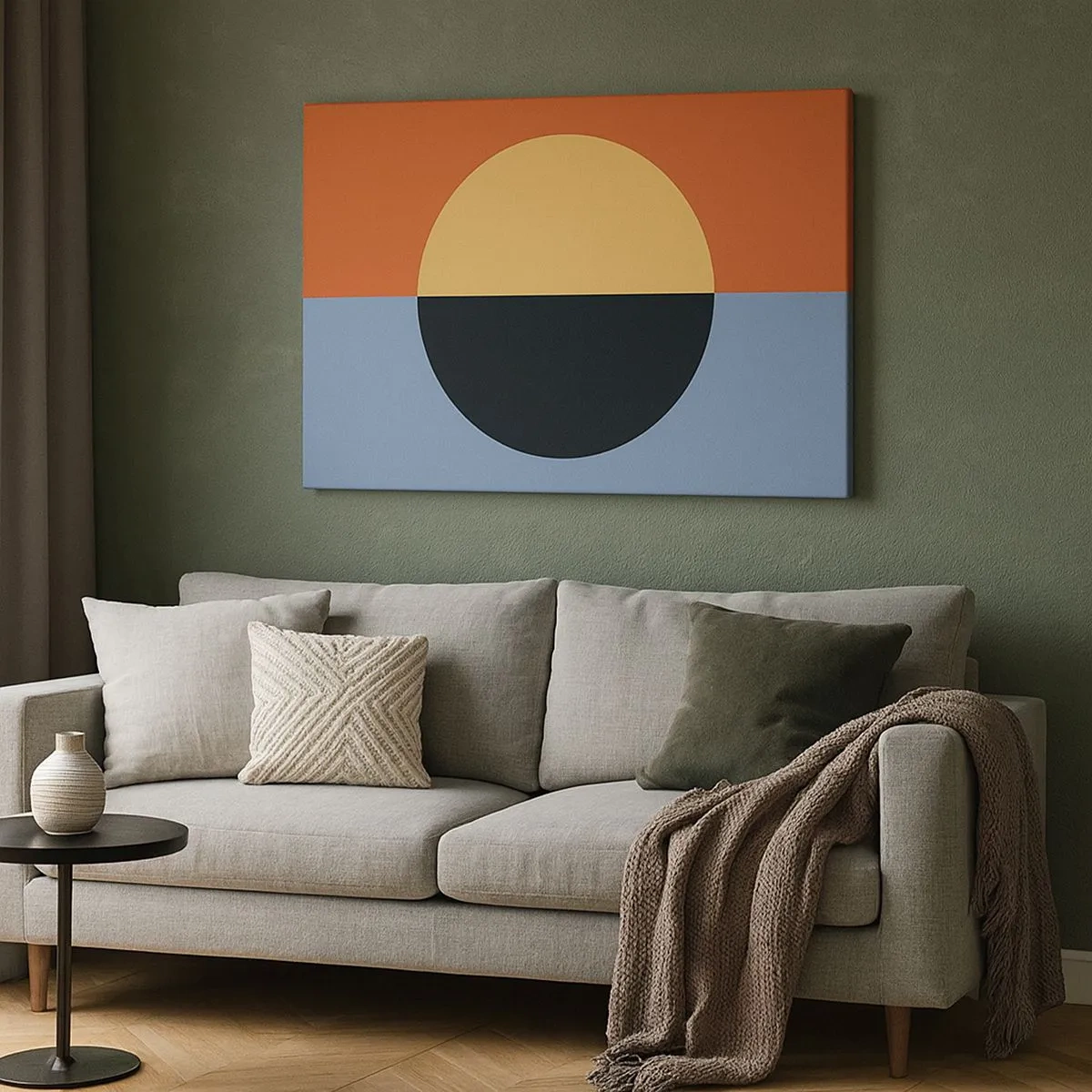 Bild auf Leinwand - Leinwandbild - Geometrische Abstraktion mit kontrastierenden Farben - 70x50cm - Eine Komposition aus Wärme und Kühle - Moderne Wanddekoration für Wohnzimmer und Schlafzimmer ARTTOR
