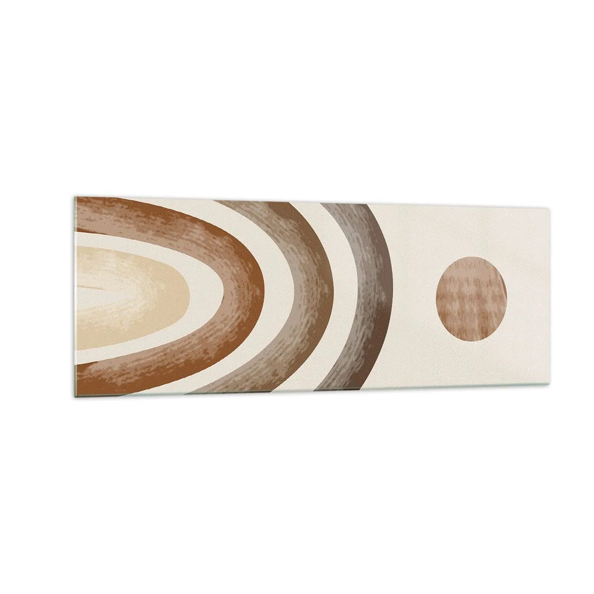 Glasbild - Bild auf glas - Geometrisches Planetenmotiv in Brauntönen - 140x50cm - In einer weit entfernten Galaxie - Moderne Wanddekoration für Wohnzimmer und Schlafzimmer ARTTOR