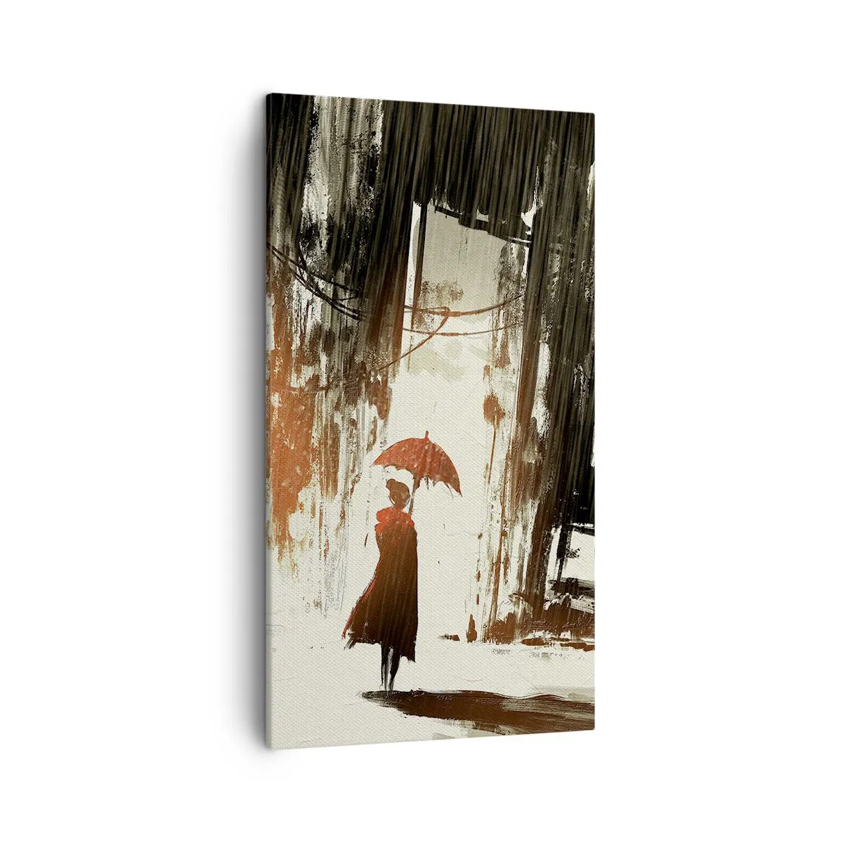 Bild auf Leinwand - Leinwandbild - Die Poesie des roten Regenschirms - 45x80 cm