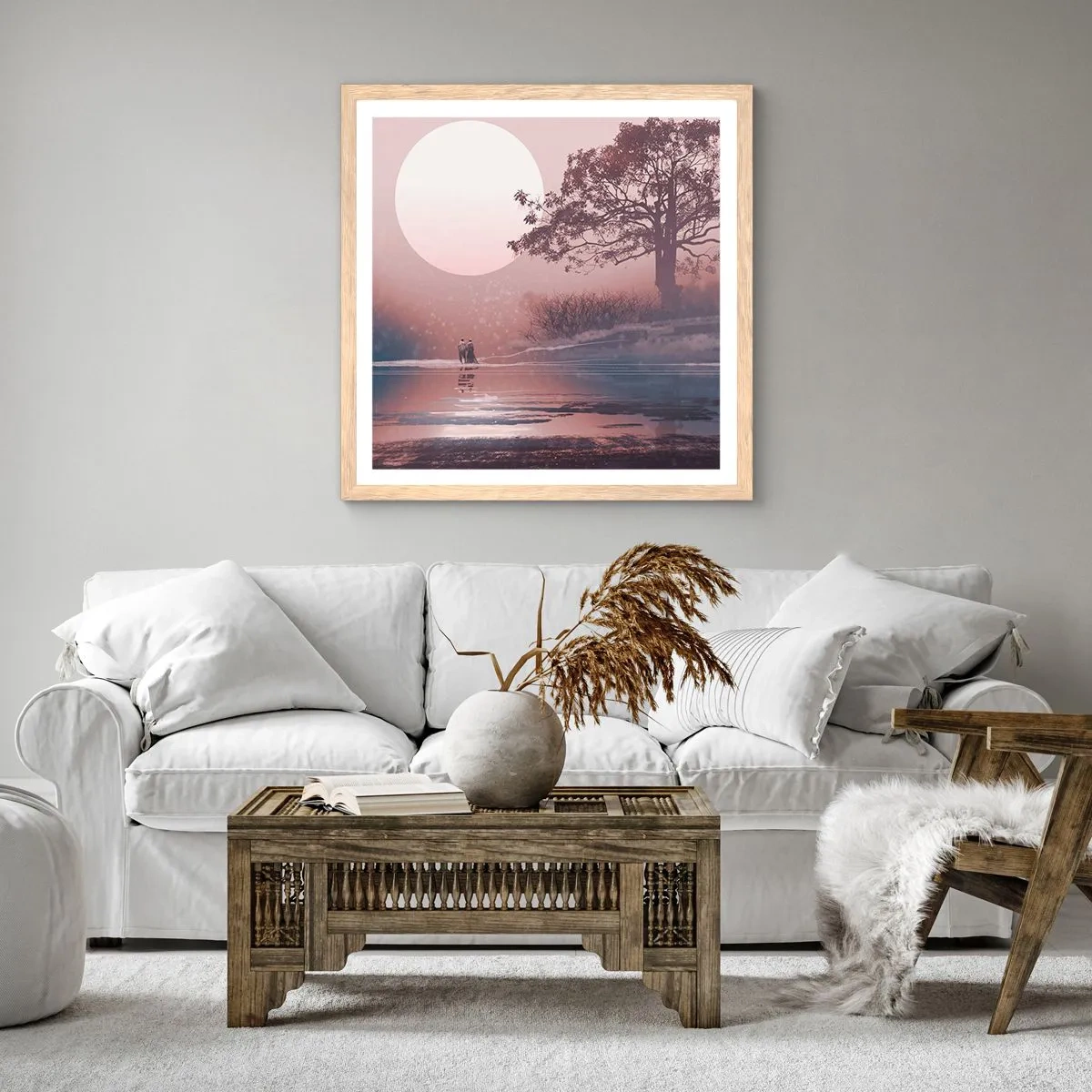 Poster in einem Rahmen aus heller Eiche - Wunder der Nacht - 40x40 cm