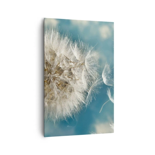 Bild auf Leinwand - Leinwandbild - Ein verwelkter Löwenzahn vor blauem Himmel - 80x120cm - Engelsatem - Moderne Wanddekoration für Wohnzimmer und Schlafzimmer ARTTOR