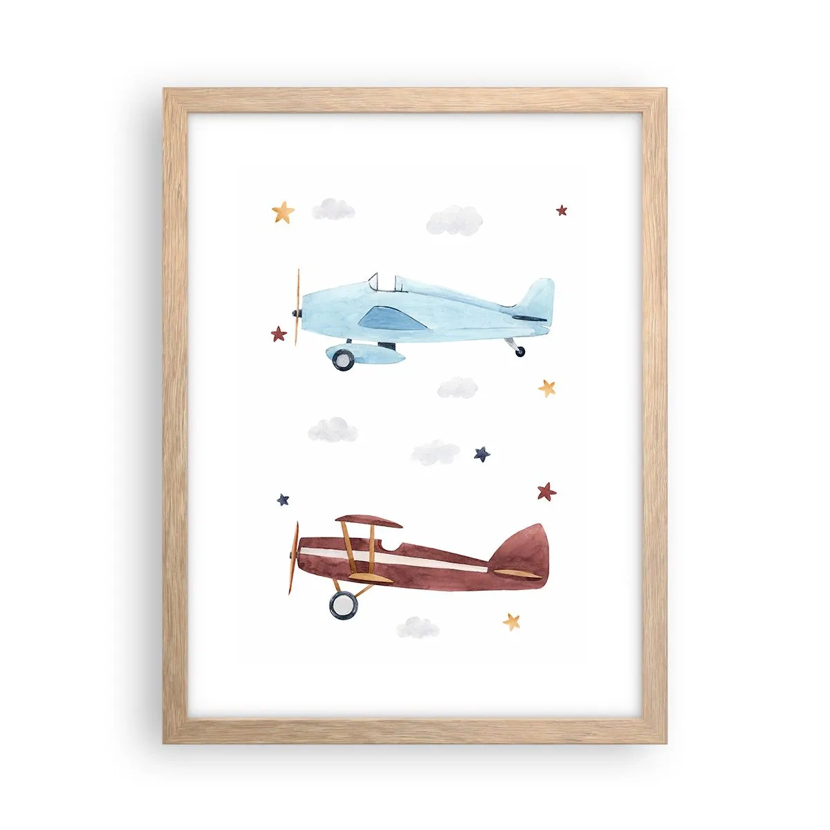 Poster in einem Rahmen aus heller Eiche - Wir warten, Herr Pilot! - 30x40 cm