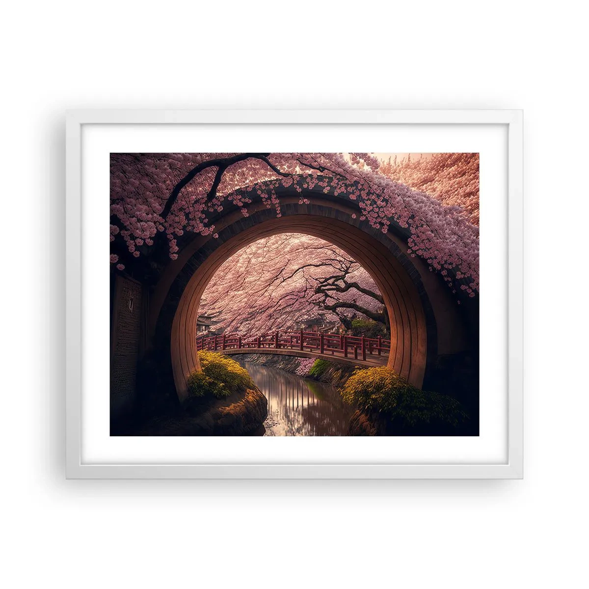 Poster in einem weißen Rahmen - Japanischer Frühling - 50x40 cm