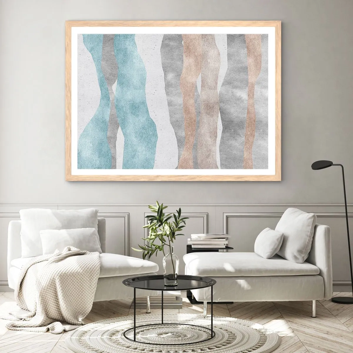 Poster in einem Rahmen aus heller Eiche - Studie über Nähe - 100x70 cm