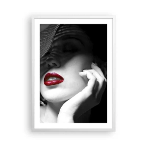 Poster in einem weißen Rahmen - Eine Studie in Scharlachrot - 50x70 cm