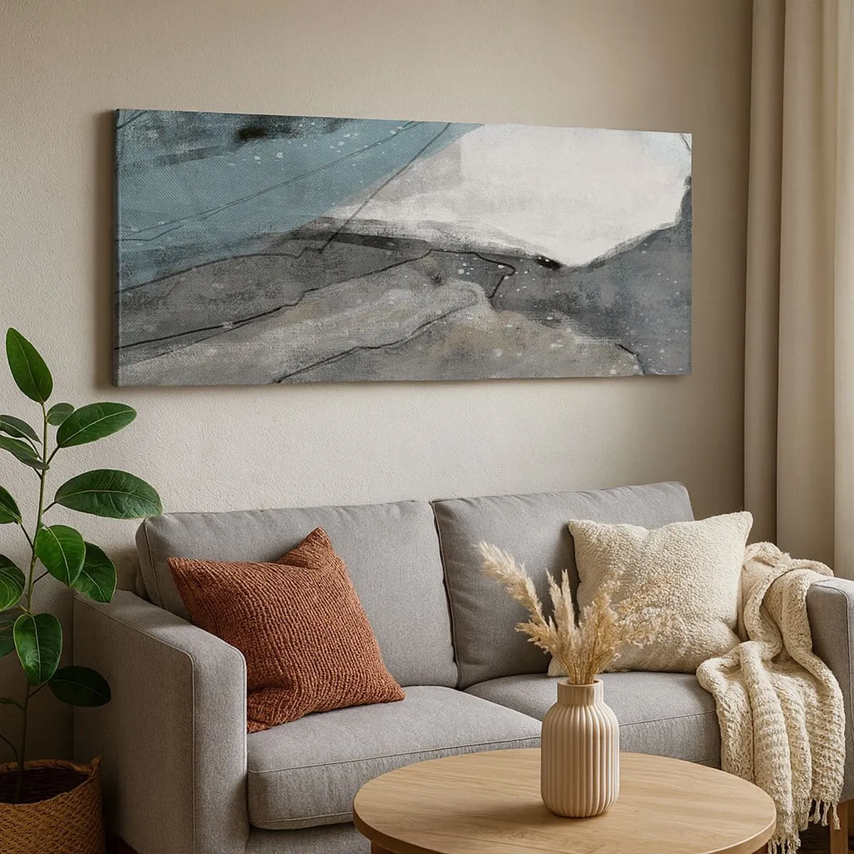 Bild auf Leinwand - Leinwandbild - Abstraktion: Felsen und Eis - 100x40 cm