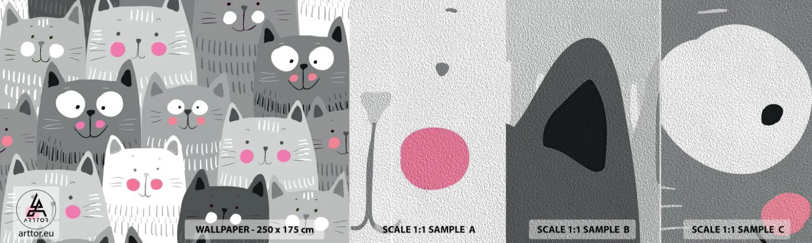 Fototapeten Muster Premium Sand - Katzenwelt - Für Kinder, Katze, Tiere - 100x30 cm