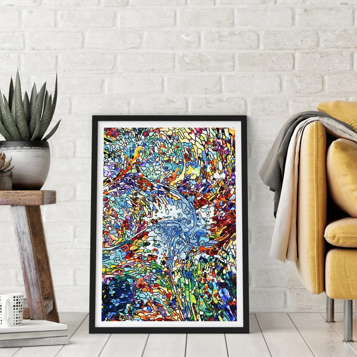 Poster in einem schwarzem Rahmen - Glasmalerei Wassertropfen - 70x100 cm