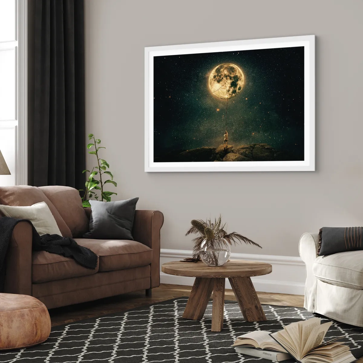 Poster in einem weißen Rahmen - Der Mann, der den Mond gestohlen hat - 100x70 cm