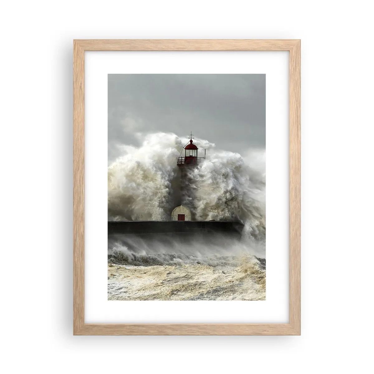 Poster in einem Rahmen aus heller Eiche - Die Wut des Ozeans - 30x40 cm