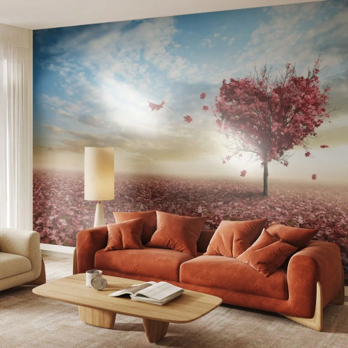 Fototapete Premium Canvas - Verliebe dich auch - Landschaft, Grafik, Baum - 400x280 cm