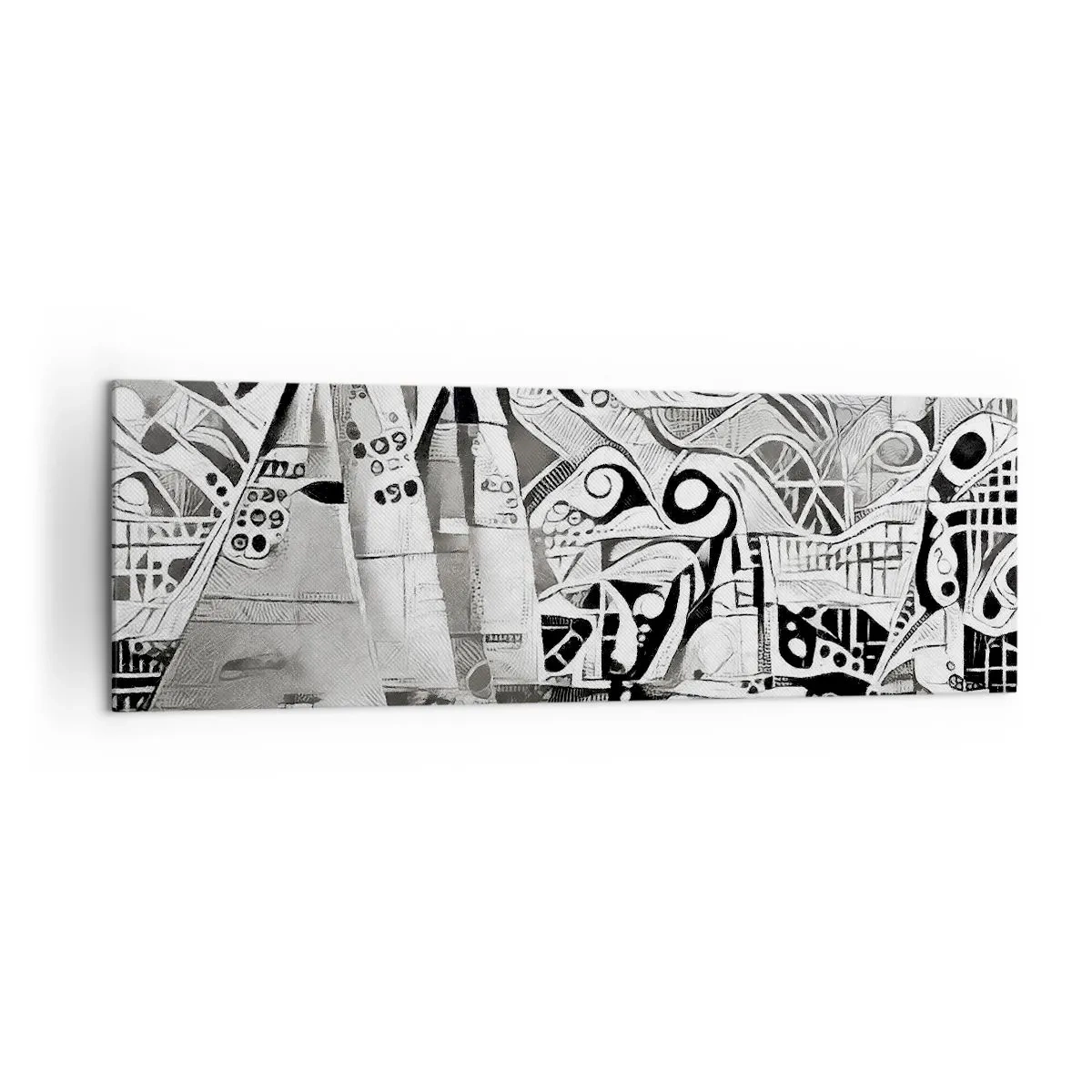 Bild auf Leinwand - Leinwandbild - Abstrakte Segelboote in einer monochromen Komposition - 160x50cm - Zwischen den Wellen - Moderne Wanddekoration für Wohnzimmer und Schlafzimmer ARTTOR