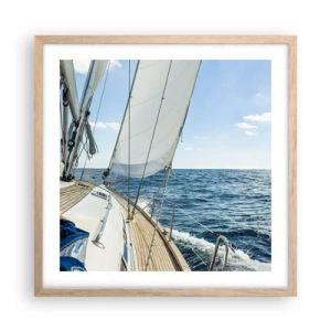 Poster in einem Rahmen aus heller Eiche - Ahoi, Abenteuer - 50x50 cm