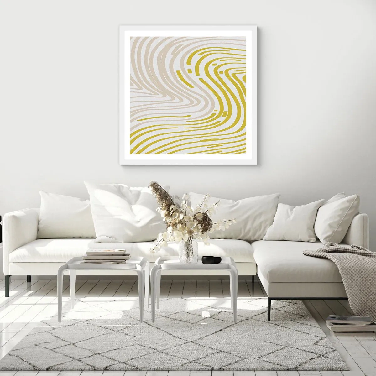 Poster in einem weißen Rahmen - Komposition mit sanfter Biegung - 30x30 cm