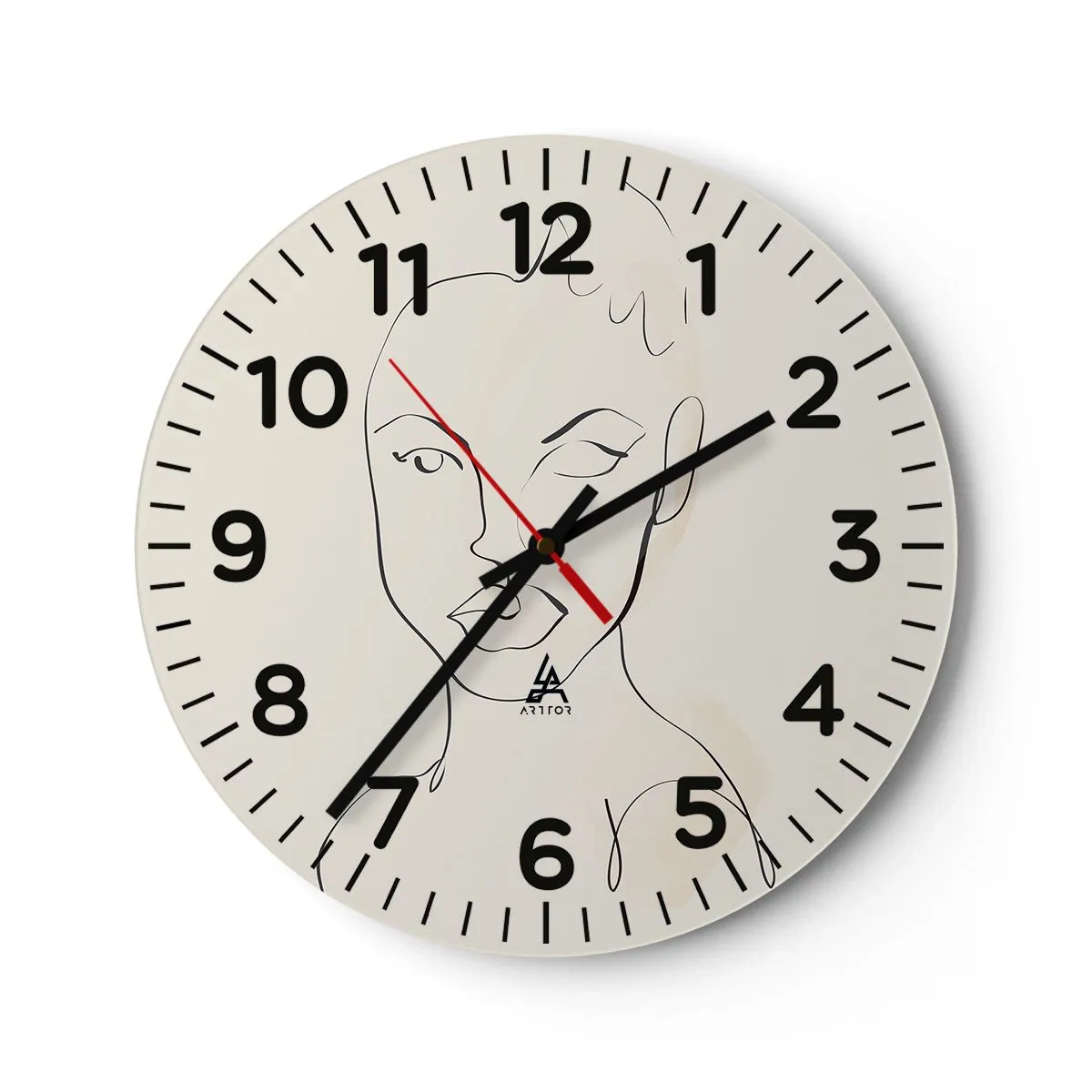 Wanduhr - Glasuhr - Umriss der Sinnlichkeit - 40x40 cm