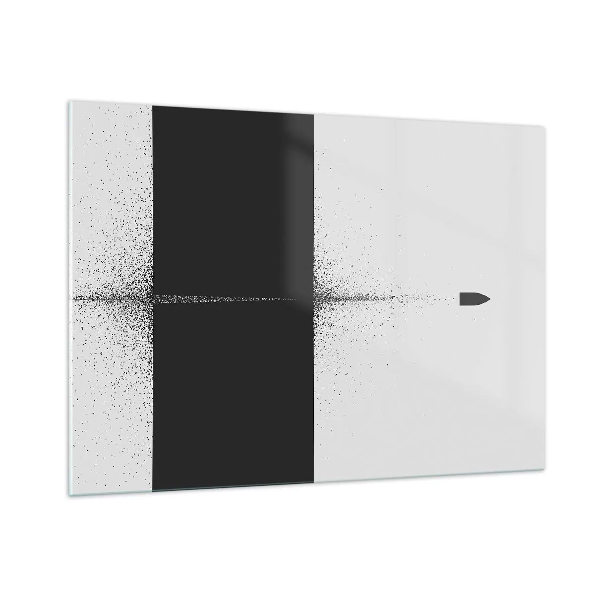 Glasbild - Bild auf glas - Eine abstrakte Komposition aus Schwarz und Weiß mit einer dynamischen Linie - 100x70cm - Direkt zum Ziel - Moderne Wanddekoration für Wohnzimmer und Schlafzimmer ARTTOR