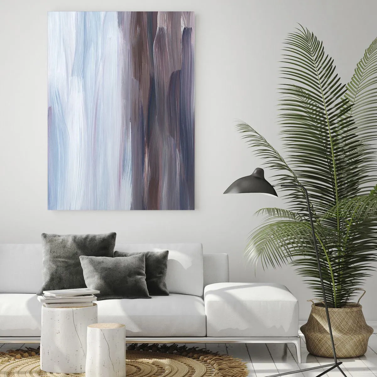 Glasbild - Bild auf glas - Eine subtile Abstraktion mit zarten Strichen in Pastelltönen. - 70x100cm - Elemente: Wasser - Moderne Wanddekoration für Wohnzimmer und Schlafzimmer ARTTOR