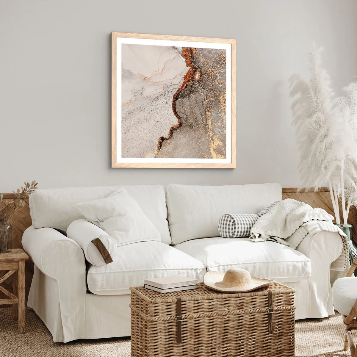 Poster in einem Rahmen aus heller Eiche - An der Grenze der Farben - 60x60 cm