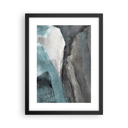 Poster in einem schwarzem Rahmen - Abstraktion: Felsen und Eis - 30x40 cm