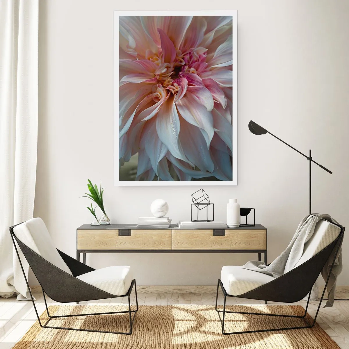 Poster - Nahaufnahme von zarten Blütenblättern in Pastellfarben - 50x70cm - Blühende Frische - Moderne Wanddekoration für Wohnzimmer und Schlafzimmer ARTTOR