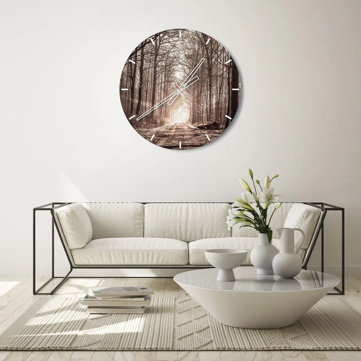 Wanduhr - Glasuhr - Waldkathedrale - 40x40 cm