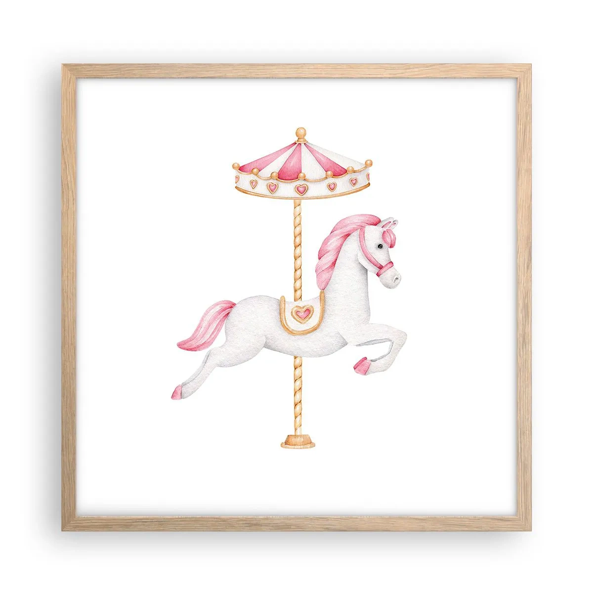 Poster in einem Rahmen aus heller Eiche - Er legte los - 50x50 cm