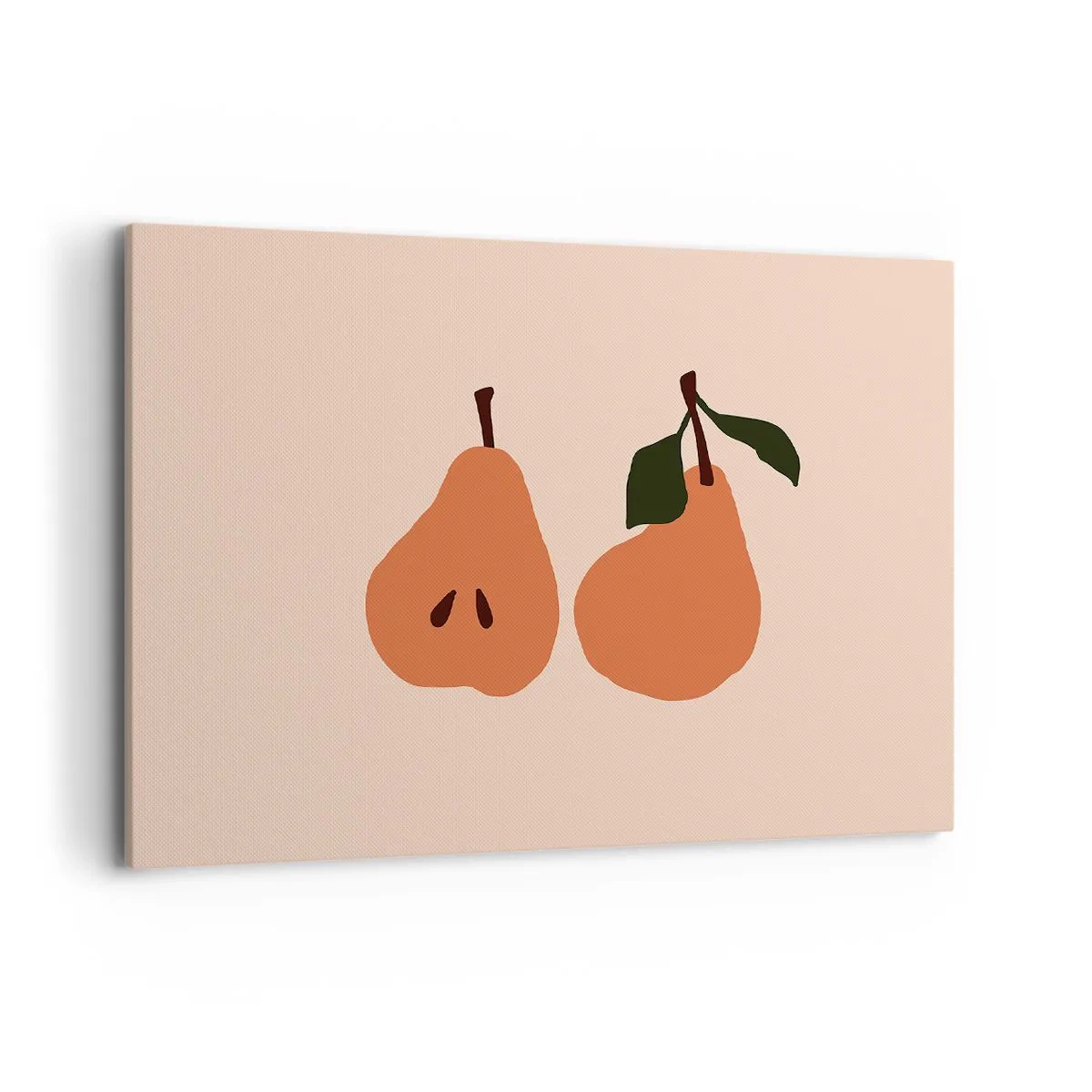 Bild auf Leinwand - Leinwandbild - Eine minimalistische Illustration von zwei Birnen auf beigem Hintergrund. - 100x70cm - Pure Süße - Moderne Wanddekoration für Wohnzimmer und Schlafzimmer ARTTOR