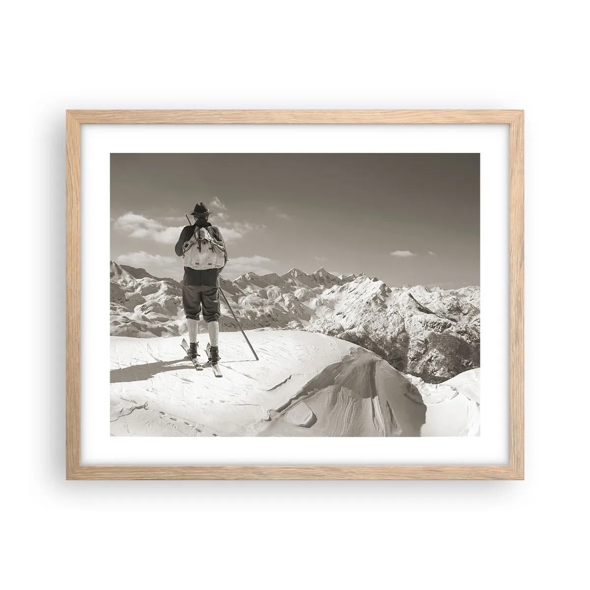 Poster in einem Rahmen aus heller Eiche - Und die Berge bleiben unverändert - 50x40 cm