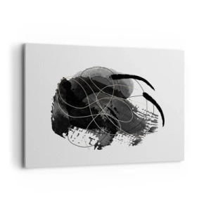 Bild auf Leinwand - Leinwandbild - Abstraktion in Schwarz und Gold auf weißem Hintergrund - 120x80cm - Aus Schwarz entstanden - Moderne Wanddekoration für Wohnzimmer und Schlafzimmer ARTTOR