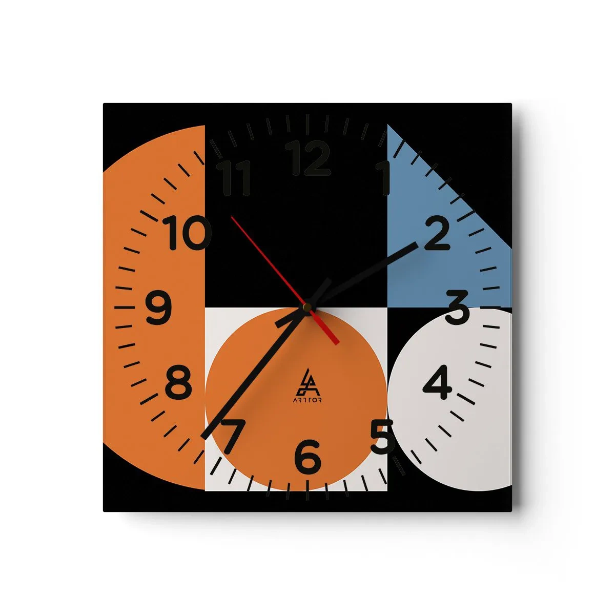 Wanduhr - Glasuhr - Bebilderte Anordnung - 40x40 cm