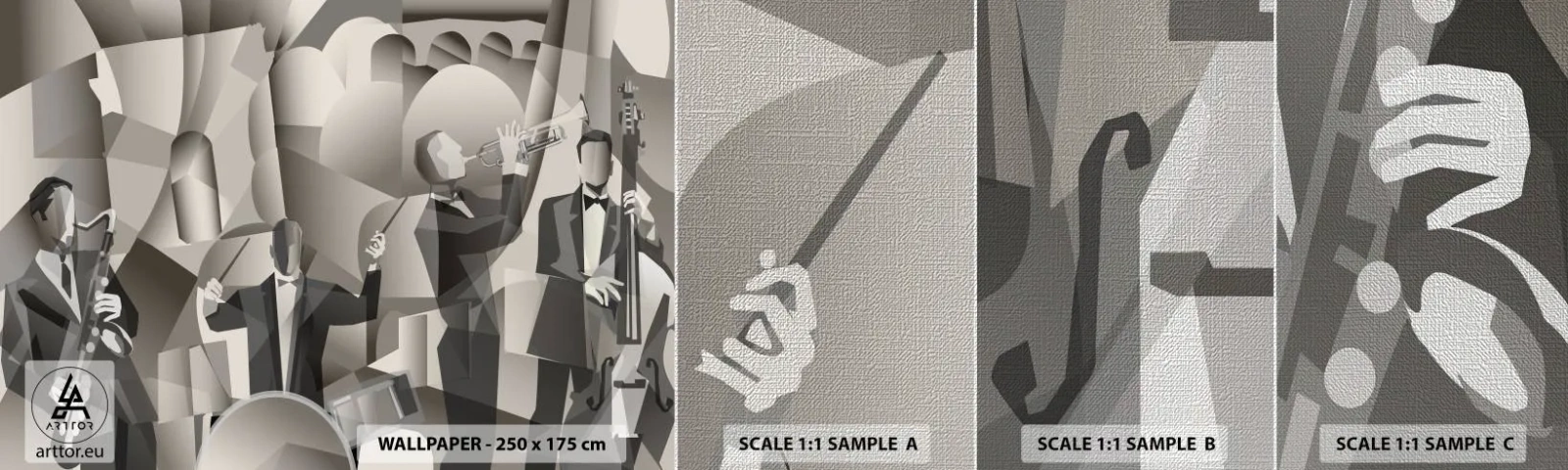 Fototapeten Muster Premium Canvas - Im Raum der Klänge - Abstraktion, Band, Jazz - 100x30 cm