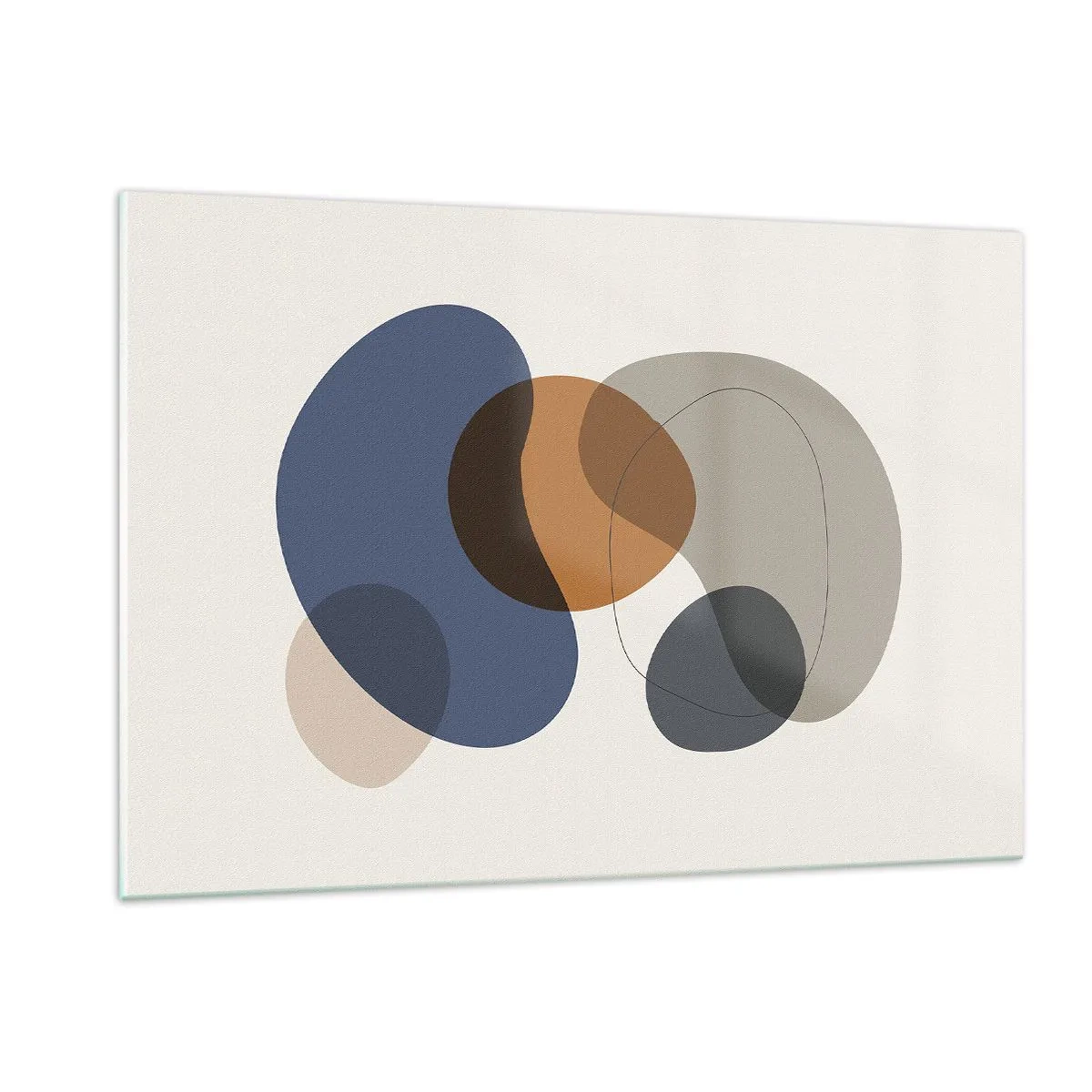 Glasbild - Bild auf glas - Bunte abstrakte Flecken in Marineblau- und Brauntönen - 120x80cm - Farbtropfen - Moderne Wanddekoration für Wohnzimmer und Schlafzimmer ARTTOR