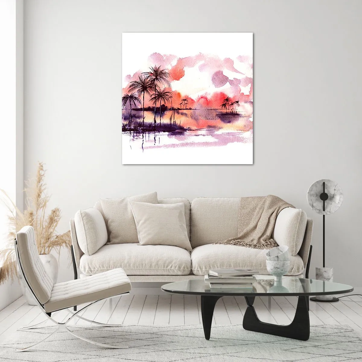 Glasbild - Bild auf glas - Die Ruhe der Tropen in Rot - 40x40 cm