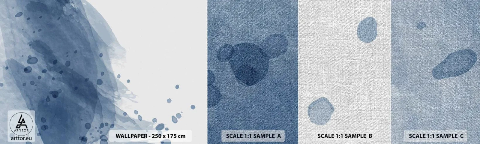 Fototapeten Muster Premium Canvas - Blauer Tüll - Abstraktion, Stück, Malerei - 100x30 cm