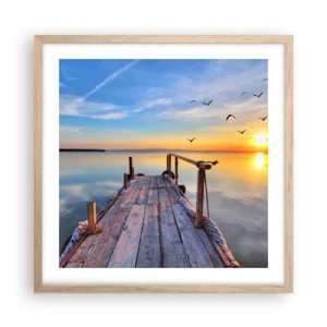 Poster in einem Rahmen aus heller Eiche - Lauf direkt der Sonne entgegen - 50x50 cm