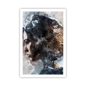 Poster - Eine Geschichte über ein Mädchen mit einer Stadt im Hintergrund - 61x91 cm