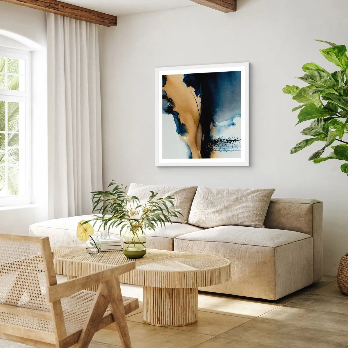 Poster in einem weißen Rahmen - Hinter dem Vorhang - 30x30 cm